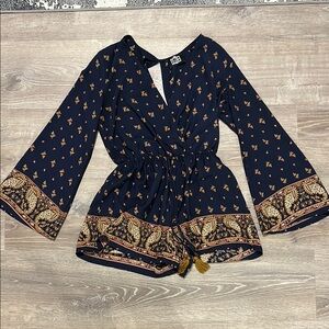 Luxe Navy and Gold Floral Romper